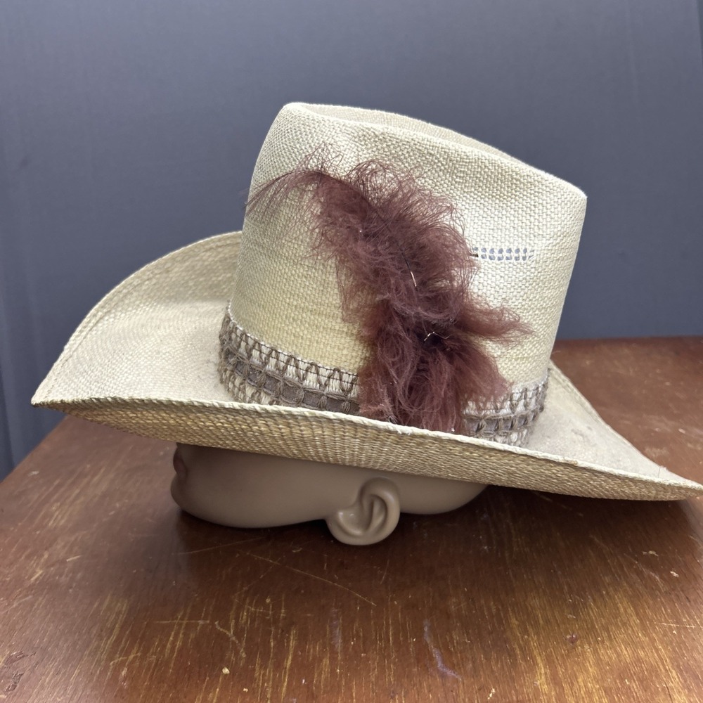 Vintage Stetson Roadrunner Western Straw Cowboy Hat Bryantcote Size 6 3/4